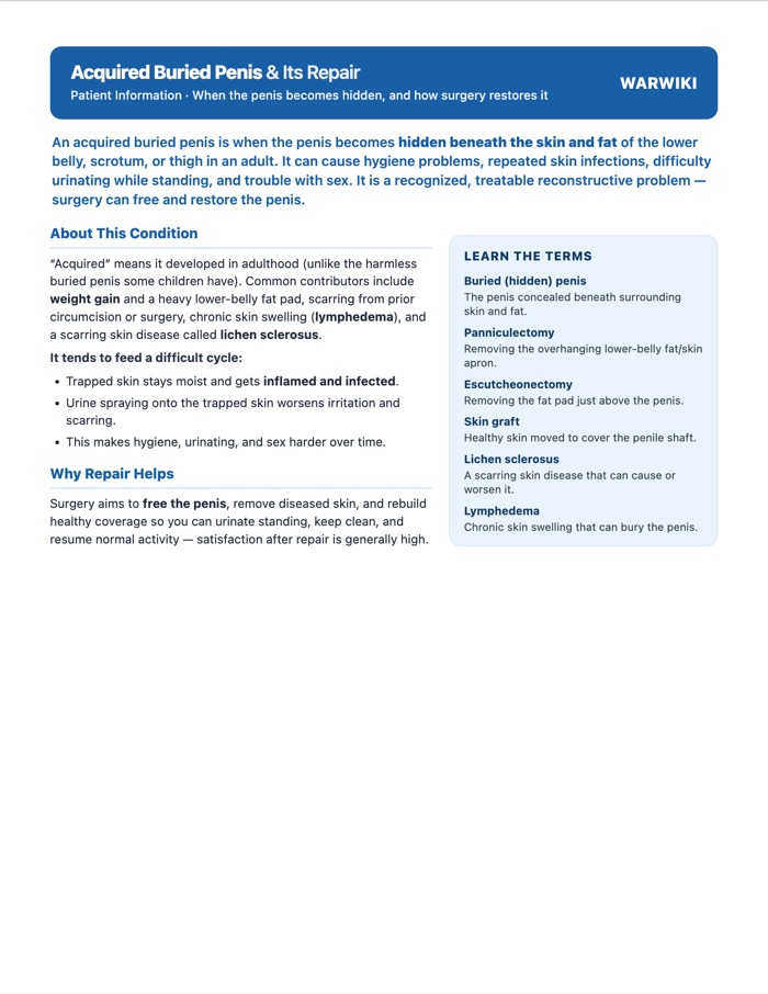 Acquired Buried Penis & Repair — patient handout, page 1