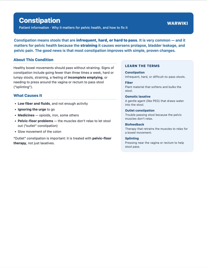 Constipation — patient handout, page 1