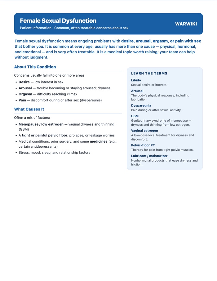 Female Sexual Dysfunction — patient handout, page 1
