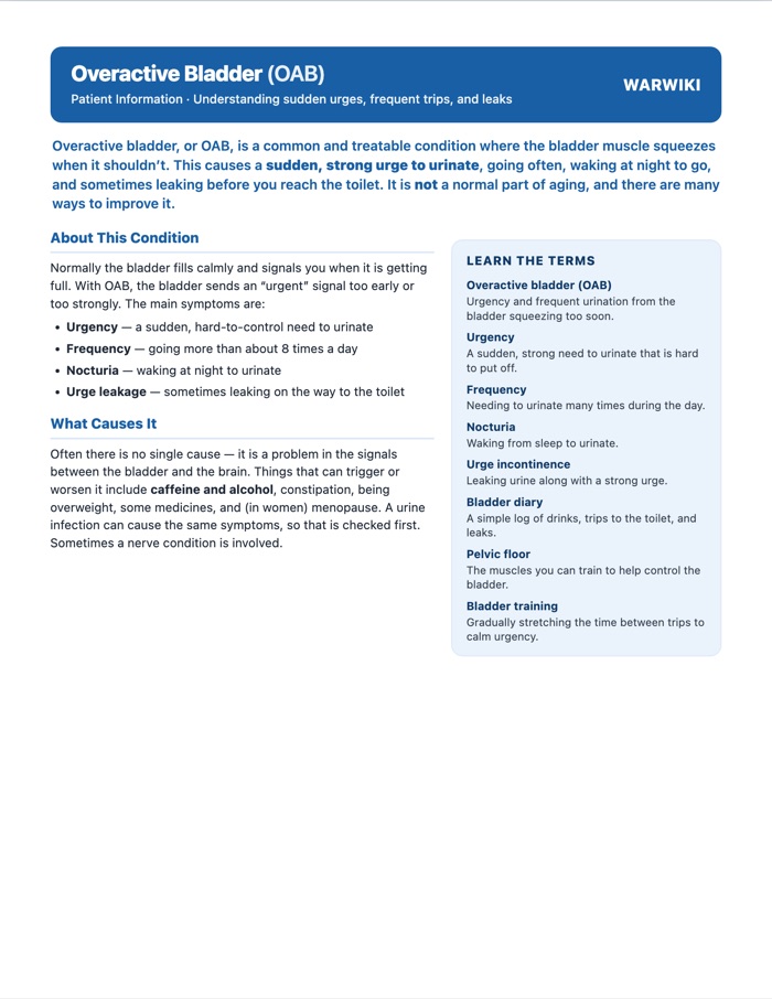 Overactive Bladder (OAB) — patient handout, page 1