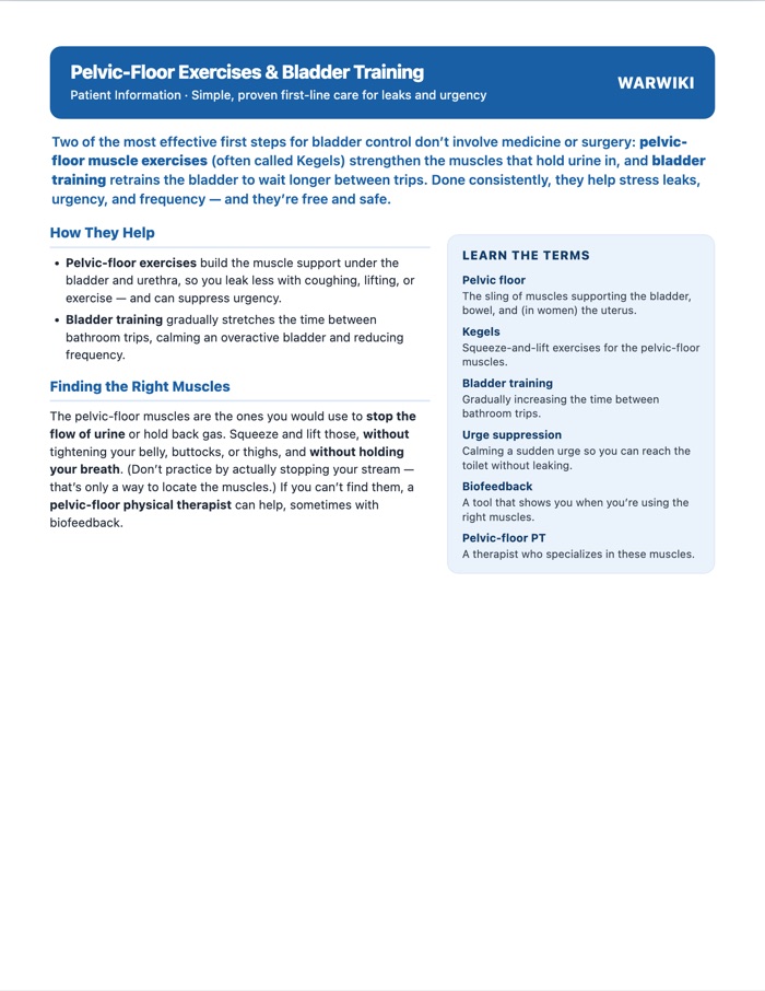 Pelvic-Floor Exercises & Bladder Training — patient handout, page 1