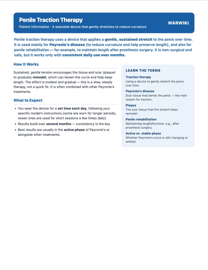 Penile Traction Therapy — patient handout, page 1