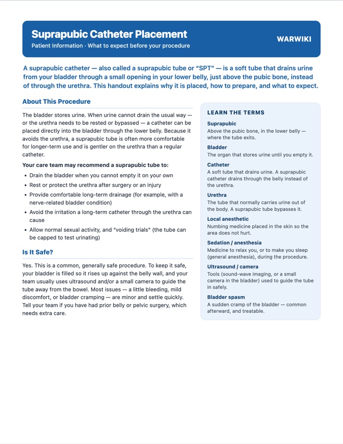 Suprapubic Catheter Placement — patient handout, page 1